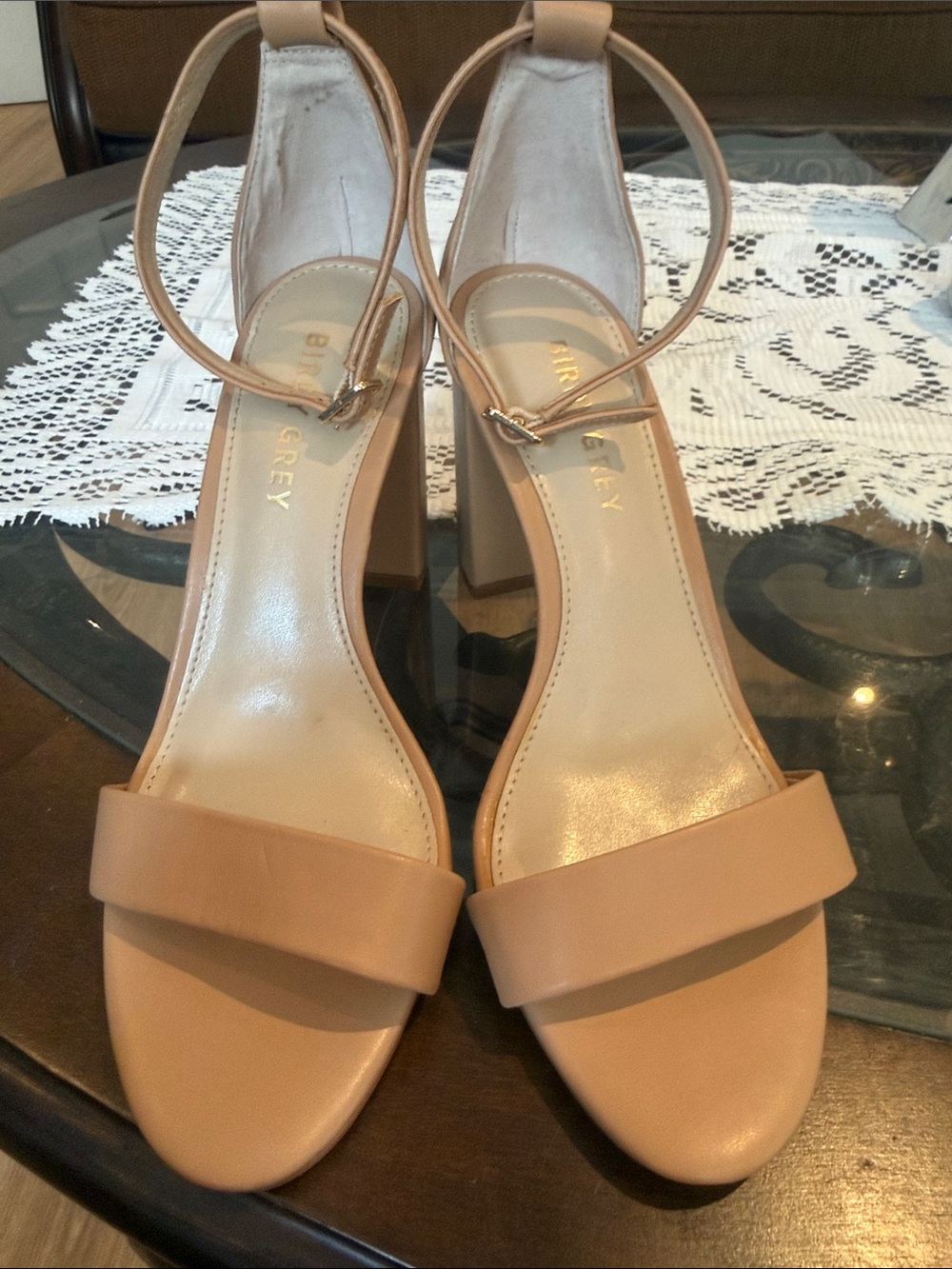bp Ankle-Strap Block Heel Sandals in Nude Pink